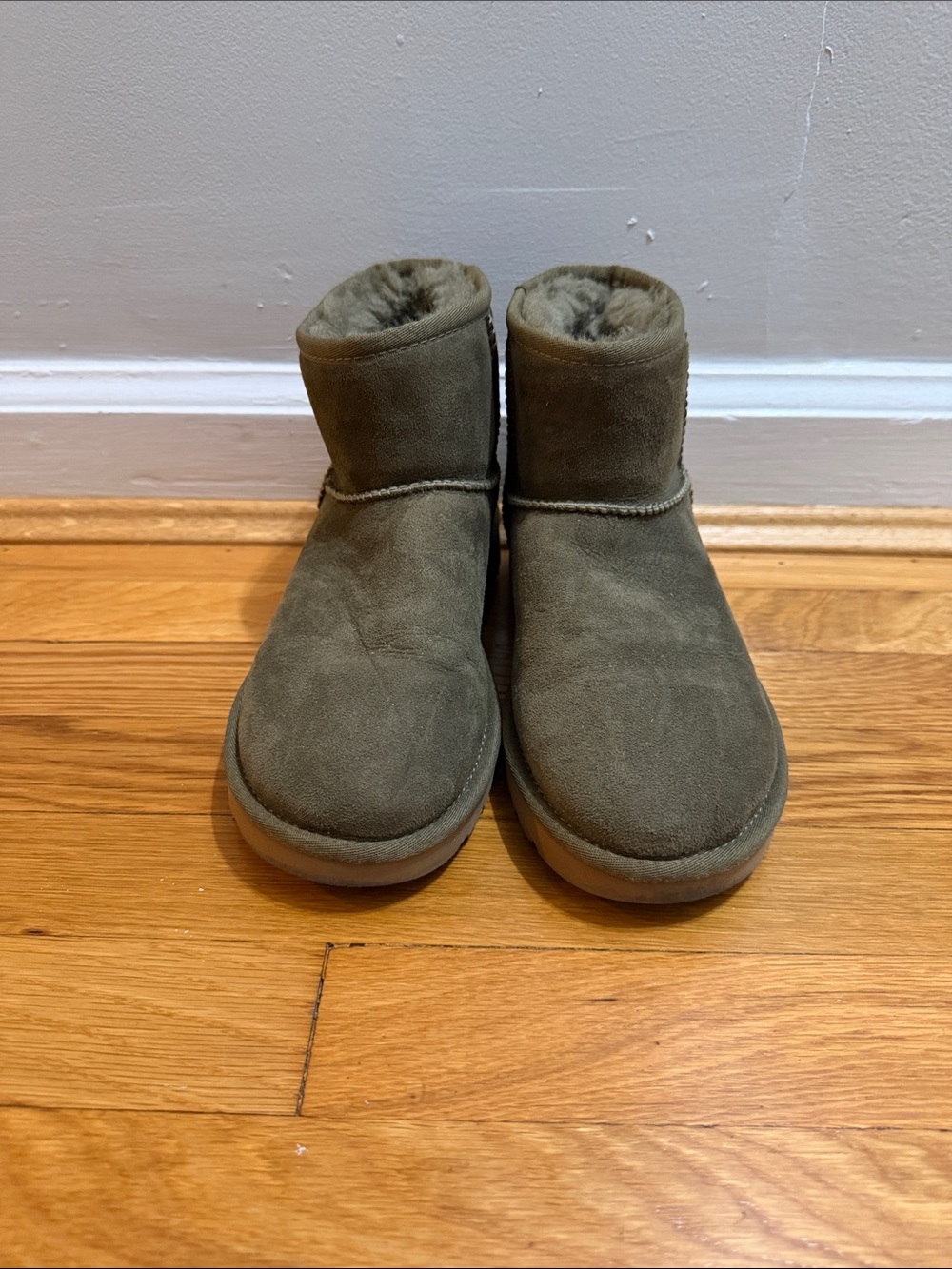UGG Olive Green Classic Mini Shearling Ankle Boots